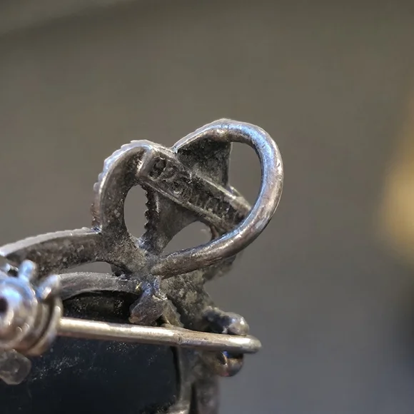 Vintage Cameo Onyx And Mother Of Pearl 925 Thai W Brooch And Pendant - Picture 4 of 5